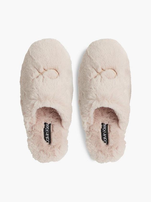 Calvin Klein USA Recycled Faux Fur Womens Slippers Pink 2047391-KA